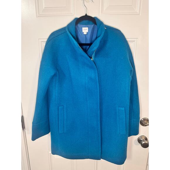 Women’s J. Crew Teal Wool Blend Coat Size 10 - Picture 2 of 8